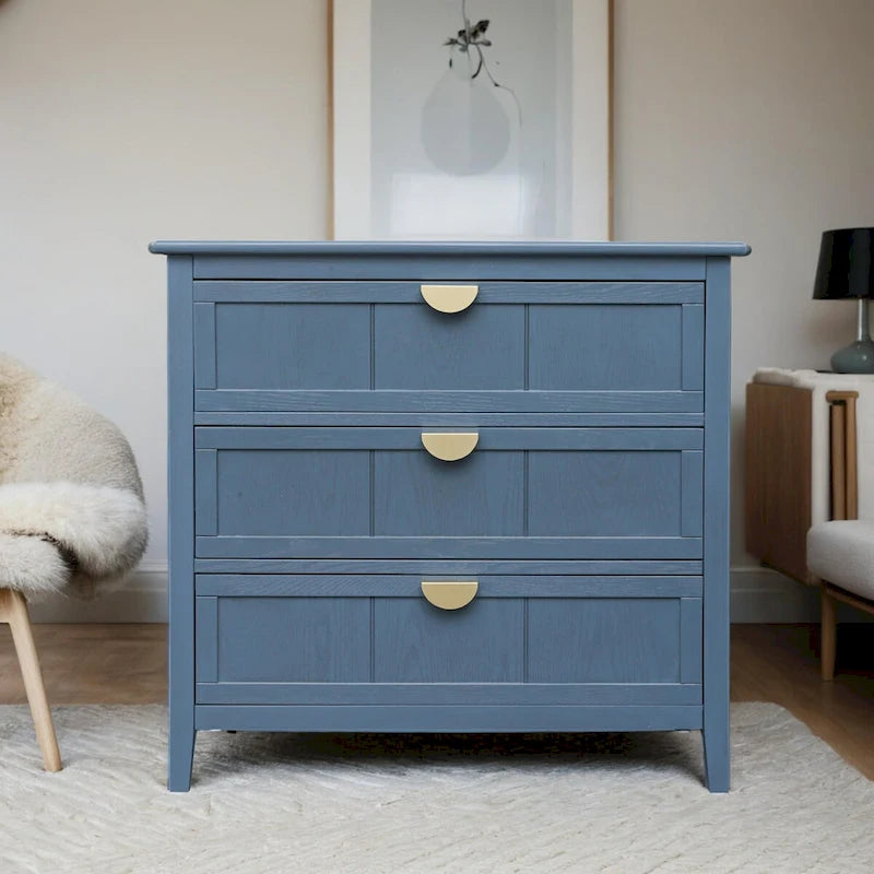 Commode à 3 tiroirs, meuble américain, convient pour chambre à coucher, salon, bureau bleu