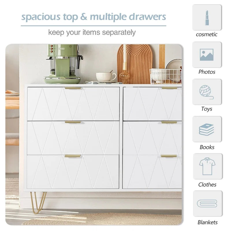 6 Drawer Dresser and Night Stand Sets for Bedroom Set of 2 & 6 Drawer Dresser Combo