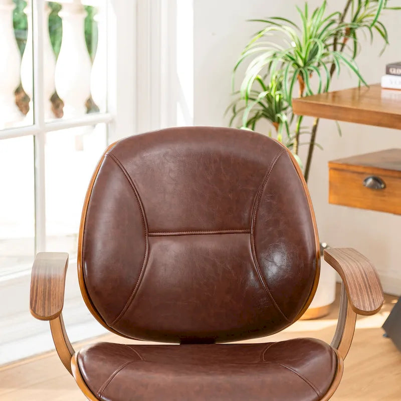 Chaise de bureau pivotante réglable en similicuir avec accoudoirs, design ergonomique
