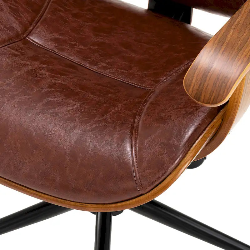 Chaise de bureau pivotante réglable en similicuir avec accoudoirs, design ergonomique