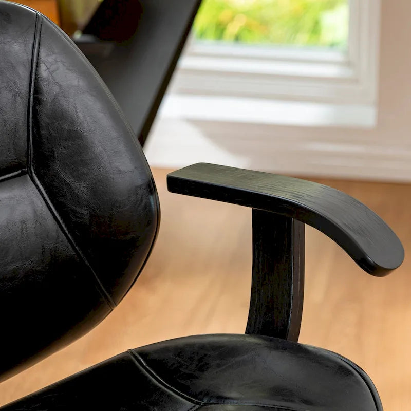 Chaise de bureau pivotante réglable en similicuir avec accoudoirs, design ergonomique