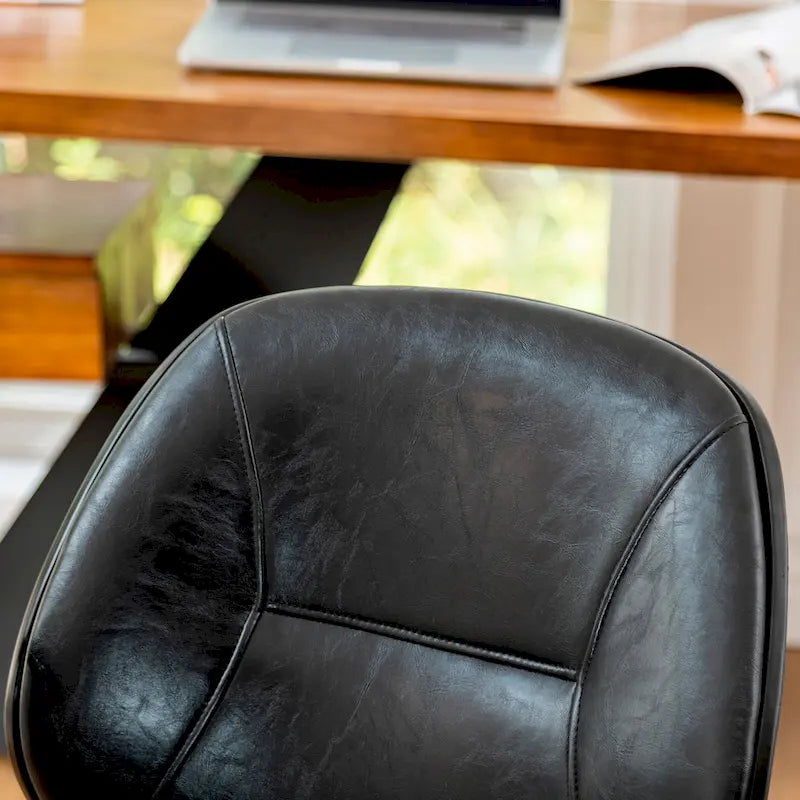 Chaise de bureau pivotante réglable en similicuir avec accoudoirs, design ergonomique