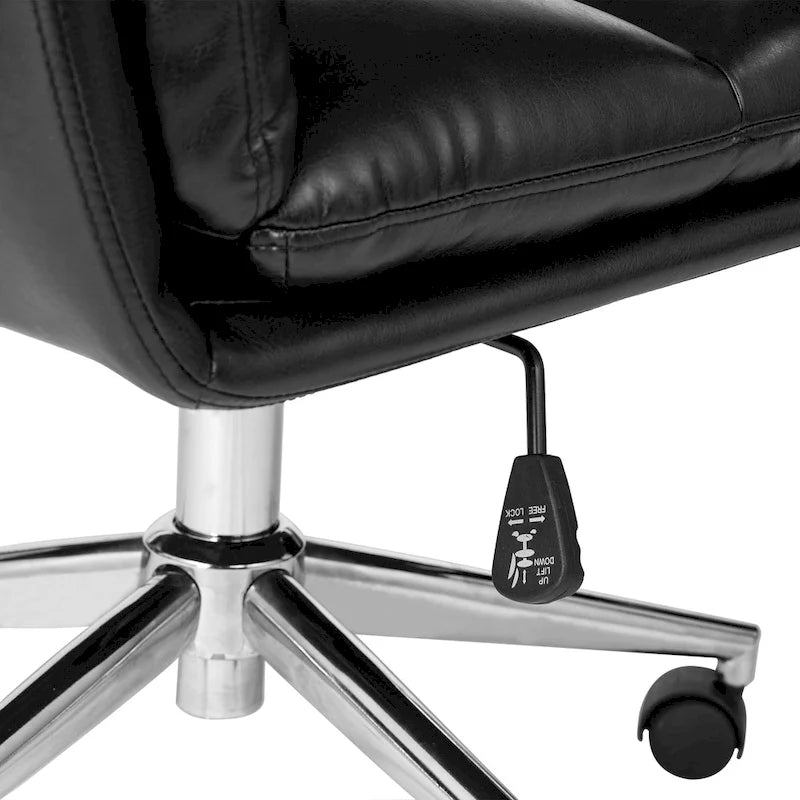 Chaise de bureau pivotante réglable en similicuir avec accoudoirs, design ergonomique
