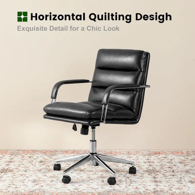 Chaise de bureau pivotante réglable en similicuir avec accoudoirs, design ergonomique