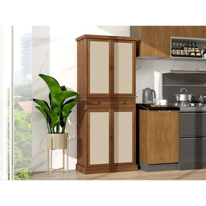 Armoire 4 portes 1 tiroir, avec 4 étagères intérieures réglables, meuble de rangement