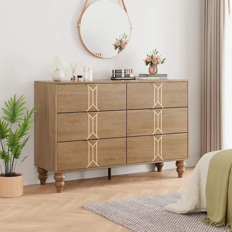 Commode à 6 tiroirs profonds, commode moderne en bois